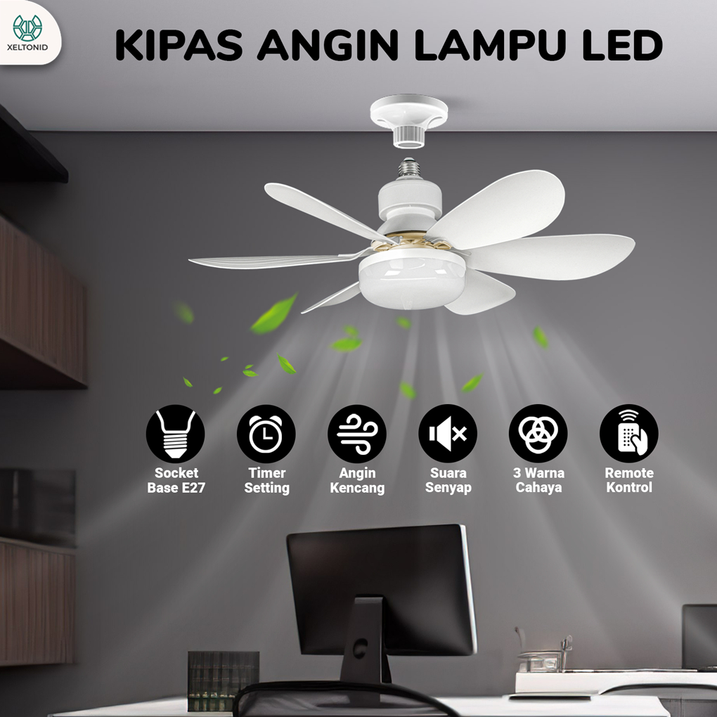 2XO_ Lampu Led Kipas Angin Baling Ceiling Fan With Light And Remote Control