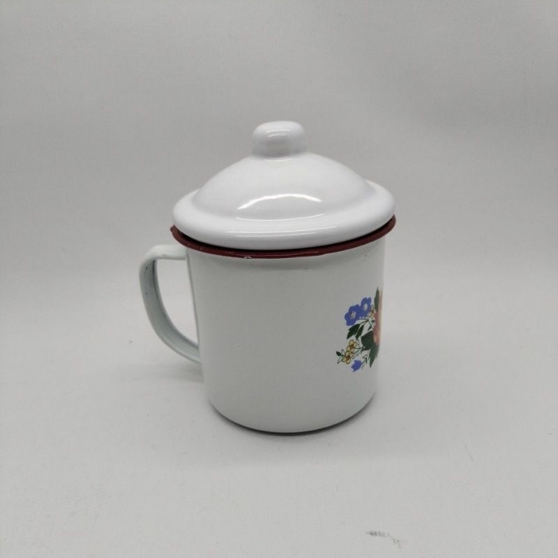 MUG ENAMEL KEMBANG/ CANGKIR JADUL/ MUG ENAMEL BUNGA 8 CM
