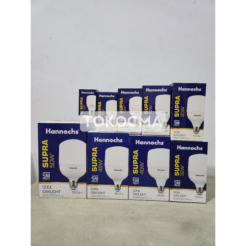 Lampu LED Bohlam Capsul Supra 6w,12w,18w,22w,30w,32w,40w,45w,50w Hannochs Cahaya Putih
