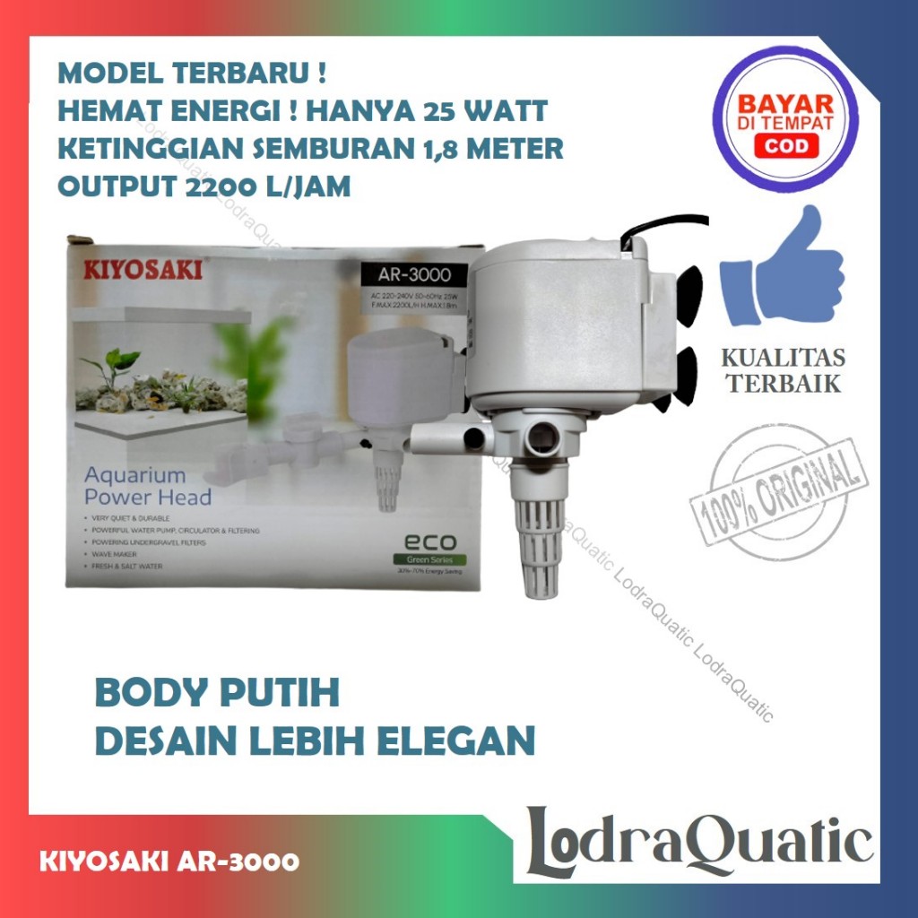 PROMO MURAH POMPA AIR AQUARIUM KIYOSAKI AR 3000 NAIK 1,8 METER 2200 LITER FILTER AQUARIUM BESAR POMP