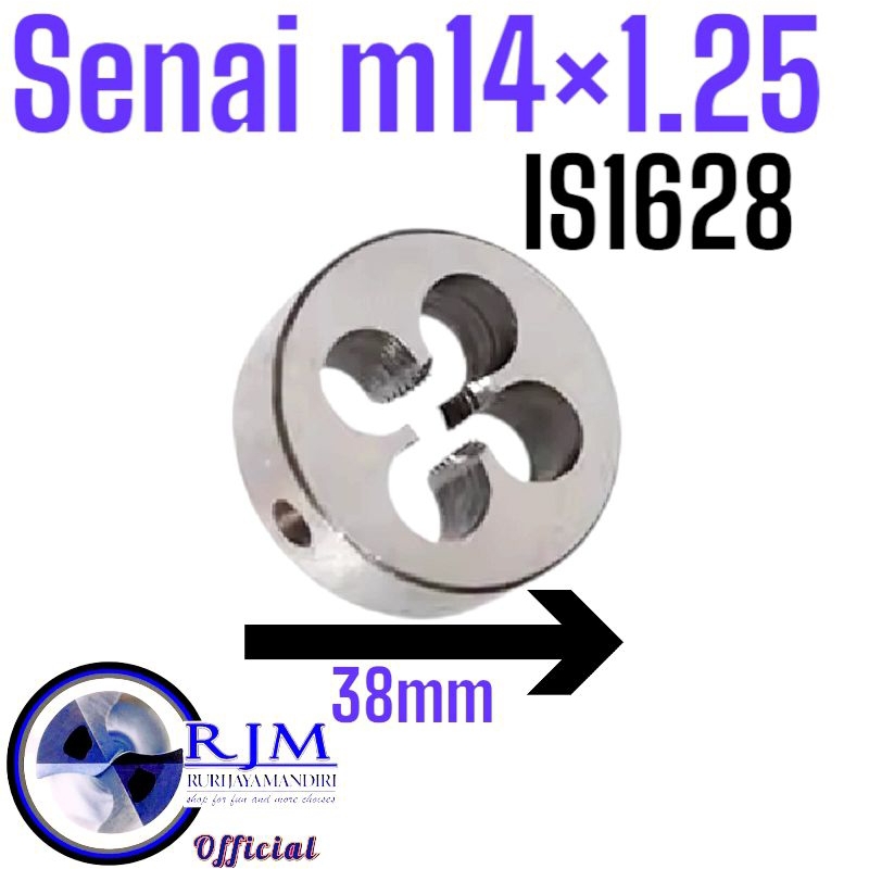 1pcs mata senai snai snei senei m14x1.25 baut 19 otomotif round die tap lebar 38mm bukan m8x1.25