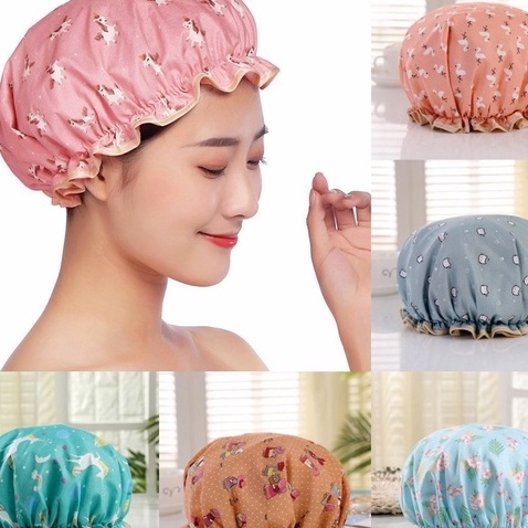 KI3 Waterproof Premium Shower Cap Topi Mandi Travel Shower Cap