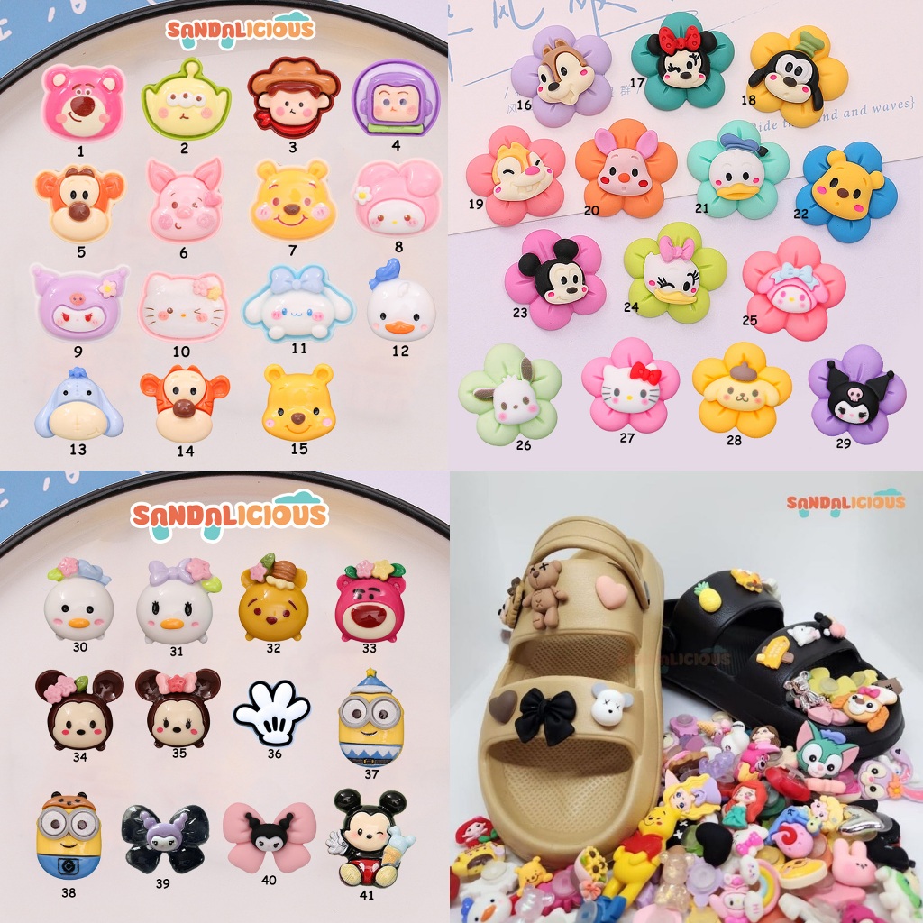 (G) Jibbitz Charm Aksesoris Sandal Baim Karakter Disney - Pin Hiasan Sandal Mickey Pooh ToyStory