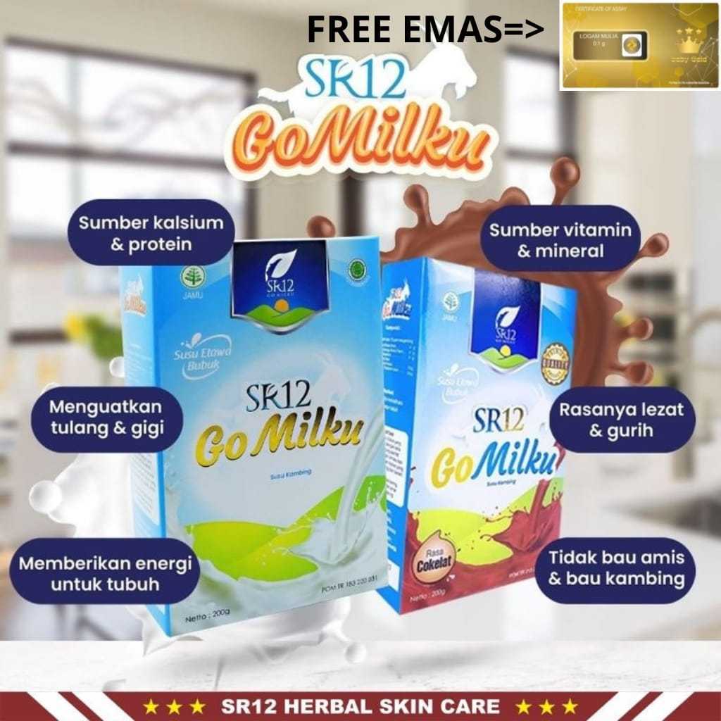 

(BONUS MINI GOLD 0,1 GRAM) SR12 GoMilku Rasa Cokelat Susu Kambing Go Milku Etawa Penambah Berat Badan Anak