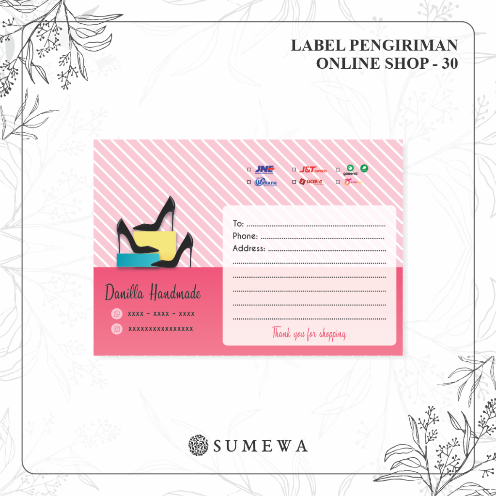 

Label Pengiriman Online Shop / Label Paket / Label Alamat / Sticker Pengiriman / Sticker Resi / Label Olshop - 30