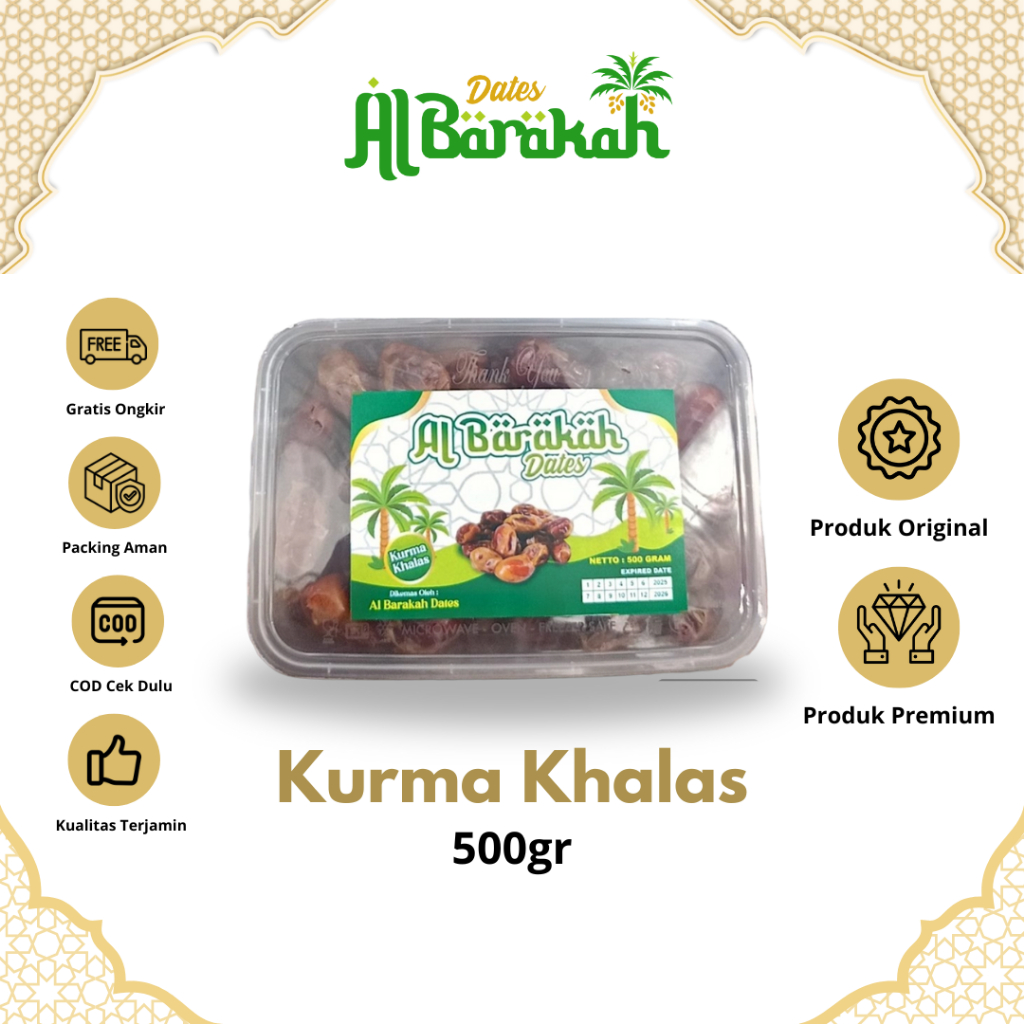 

Kurma Khalas Saad Original Kemasan 500gr Manis dan Lembut Premium Quality Timur Tengah