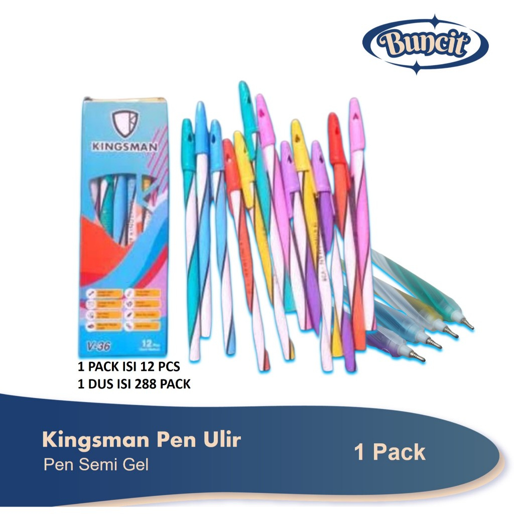 

1 Pack /12 Pcs Kingsman Pen Ulir / Pulpen Ulir / Pulpen Lilin / Pen Tulis / Pen Semi Gel