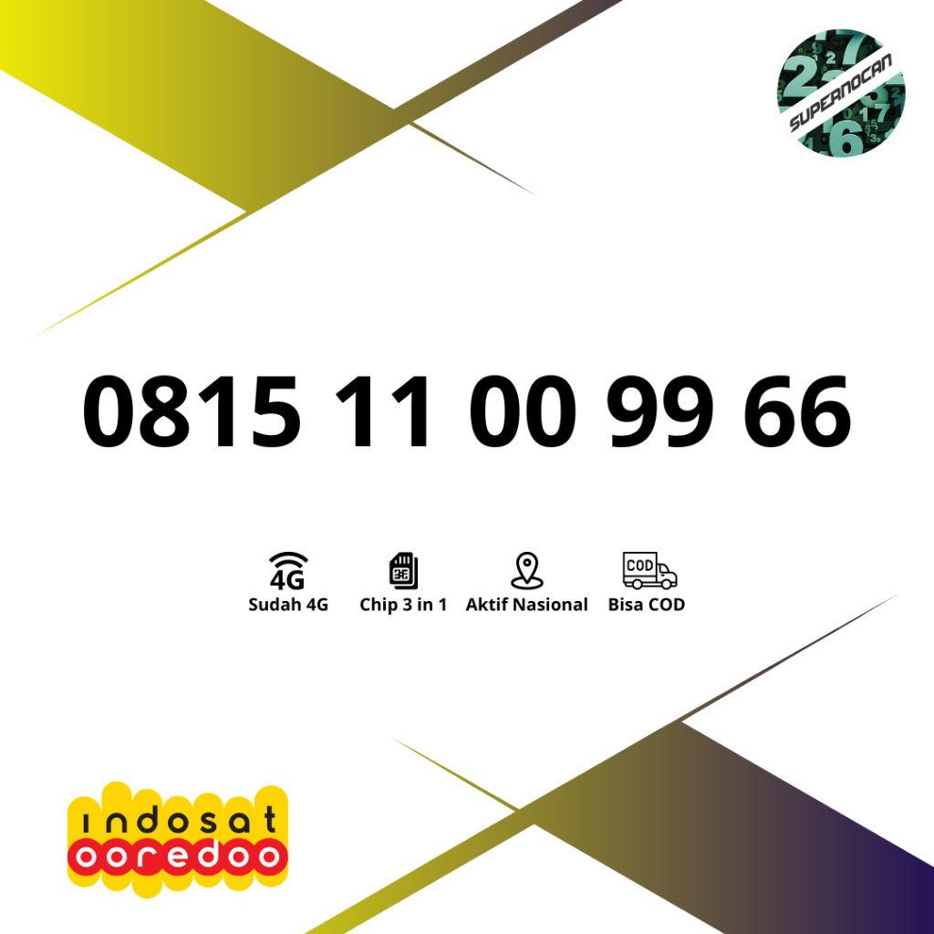 NOMOR CANTIK INDOSAT AA BB CC DD RIBUAN 11 00 99 66 - 4G Ready