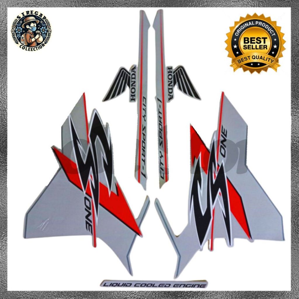 Striping Sticker Honda Cs One Cs 1 Csone Merah List body Silver Motor Cs One Cs 1 Terbaik