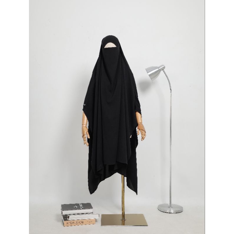 Khimar Kiswah Persegi Hitam Pekat - Khimar Jetblack Fortaleza Nonpad