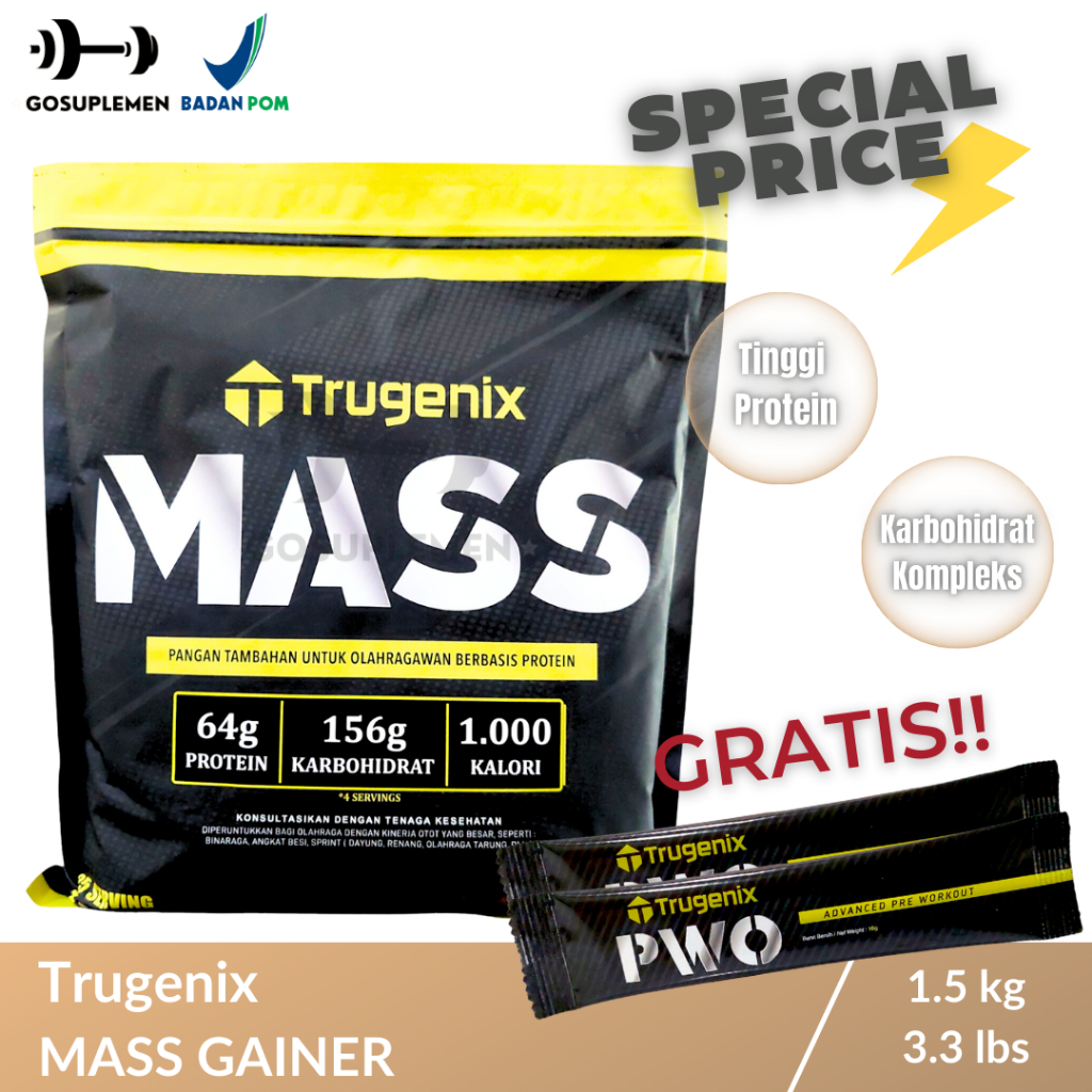 TRUGENIX MASS GAINER 25 servings 1,5 kg Mass Pro Weight Gainer Muscle Gainer Mass Pro Gain