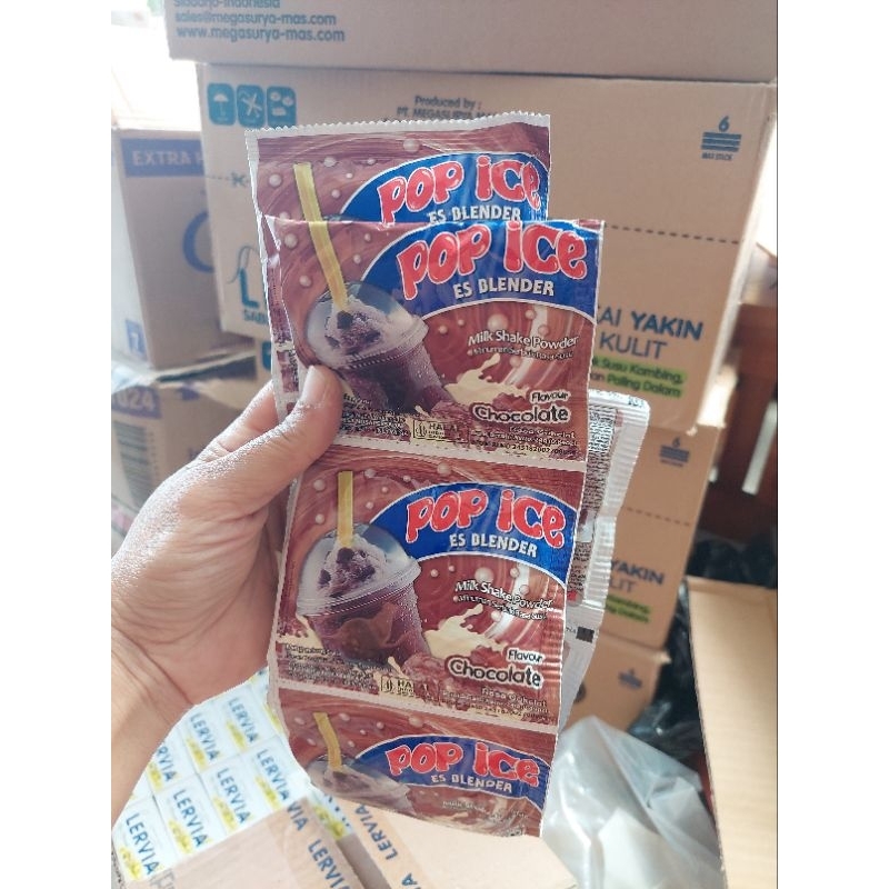 

Pop ice rasa coklat 1 renteng.minuman serbuk rasa susu