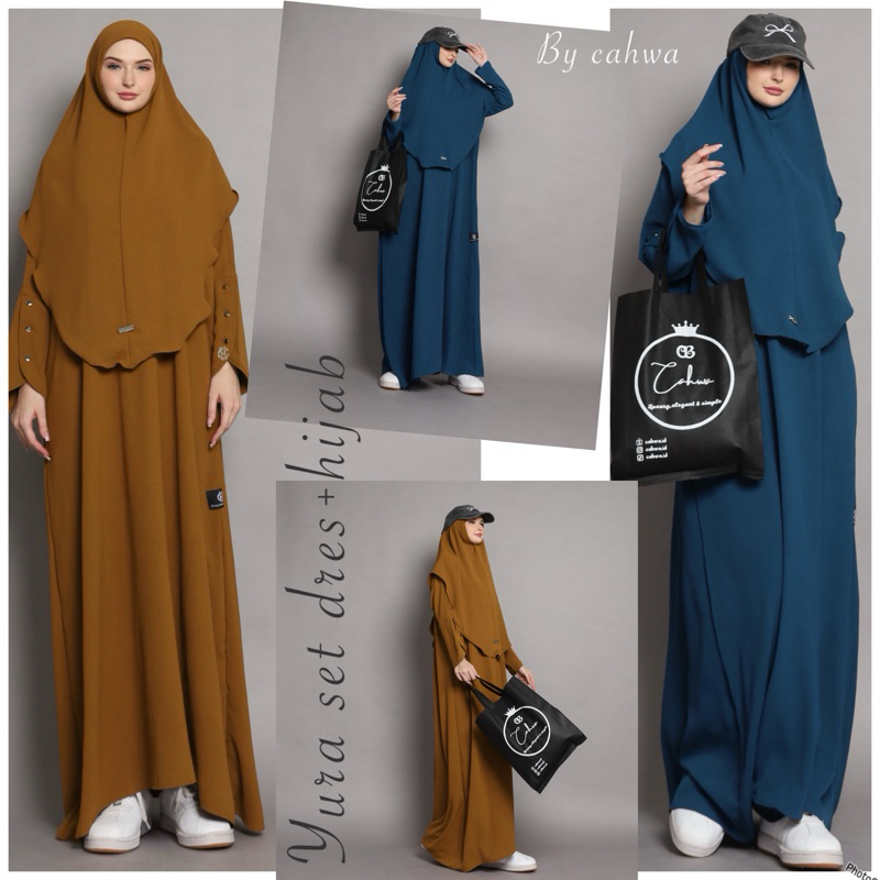 YURA ABAYA SET NEW‼️set abaya +hijab gamis + hijab