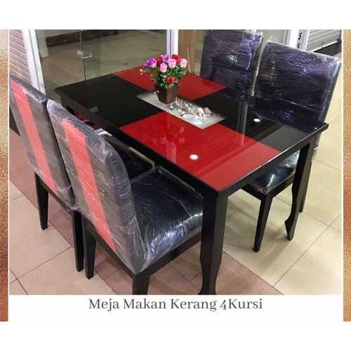 MEJA MAKAN KAYU ESTETIK 4 KURSI - HIASAN KERANG
