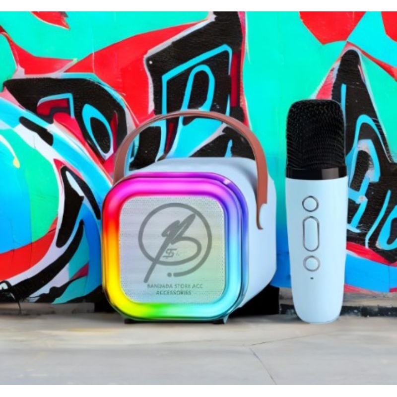 Speaker wireless bluetooth karoke mic 2 pcs sport