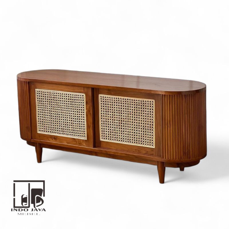 CLARA - Bufet Kayu Jati Minimalis - Bufet Minimalis Modern - Bufet Pintu Sliding - Bufet Kombinasi R