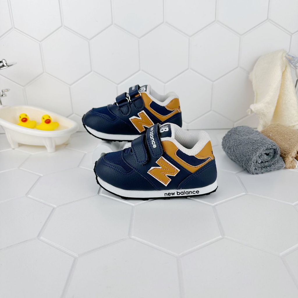 Sepatu Anak NB Running Velcro Navy Brown Anak Laki Laki dan Anak Perempuan