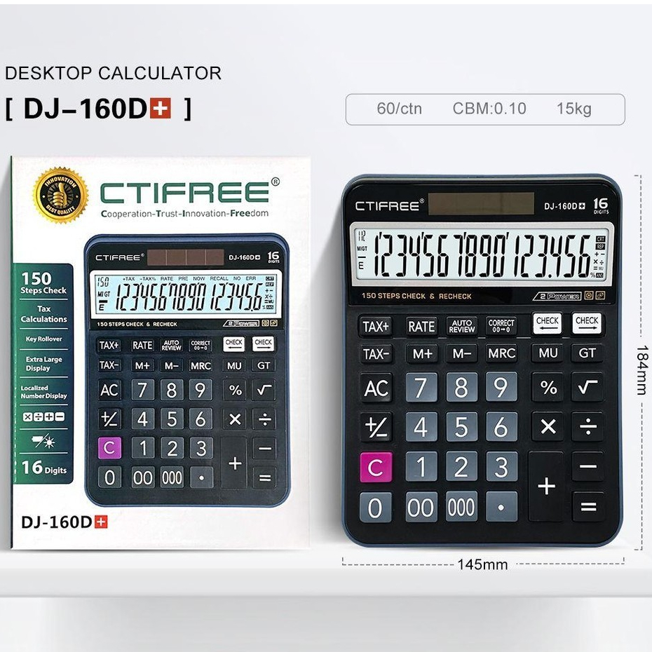 

[1 Pcs] Calculator Desktop 16 Digit Ctifree DJ-160D / Kalkulator Desktop 16 Digit Ctifree DJ-160D