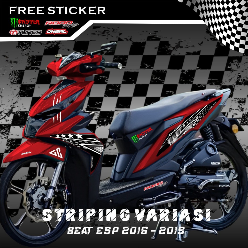 STIKER STRIPING VARIASI MODIFIKASI MOTOR BEAT ESP 2018 HITAM TERMURAH DAN TERBAIK