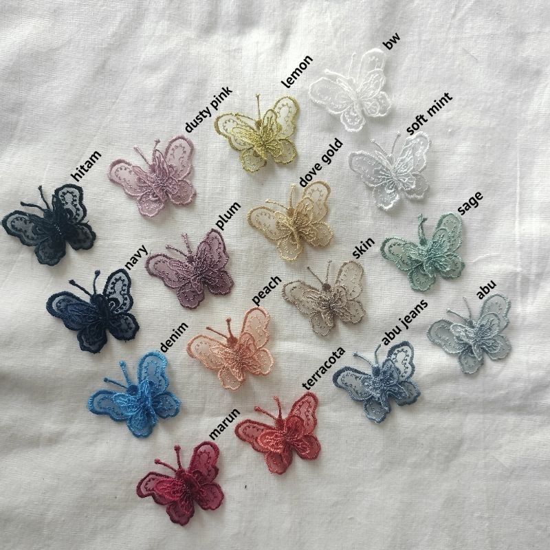 BORDIR APLIKASI KUPU-KUPU, bordir kupu-kupu