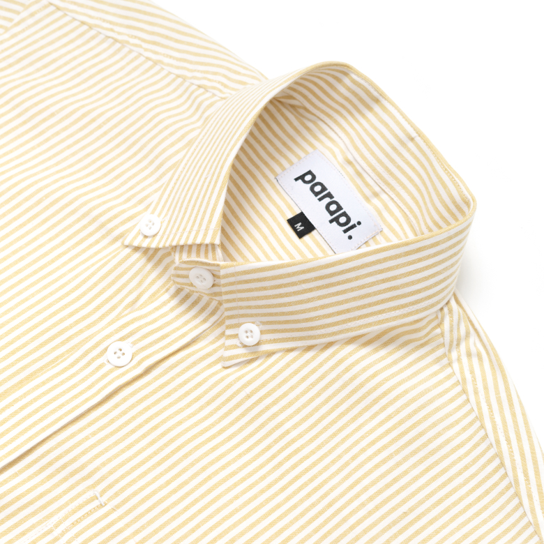 Parapi - Kemeja Pria Lengan Pendek Basic Stripe Salur Kuning Emas Pastel