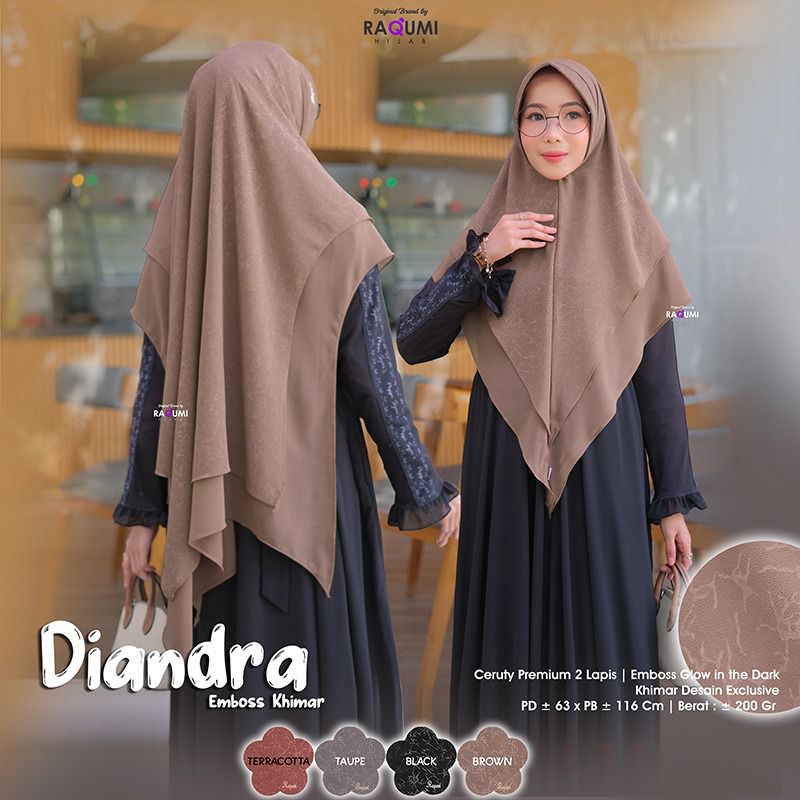 DIANDRA EMBOSS KHIMAR ORIGINAL RAQUMI | BERGO RAQUMI | JILBAB BATA RAQUMI | JILBAB CUTTING