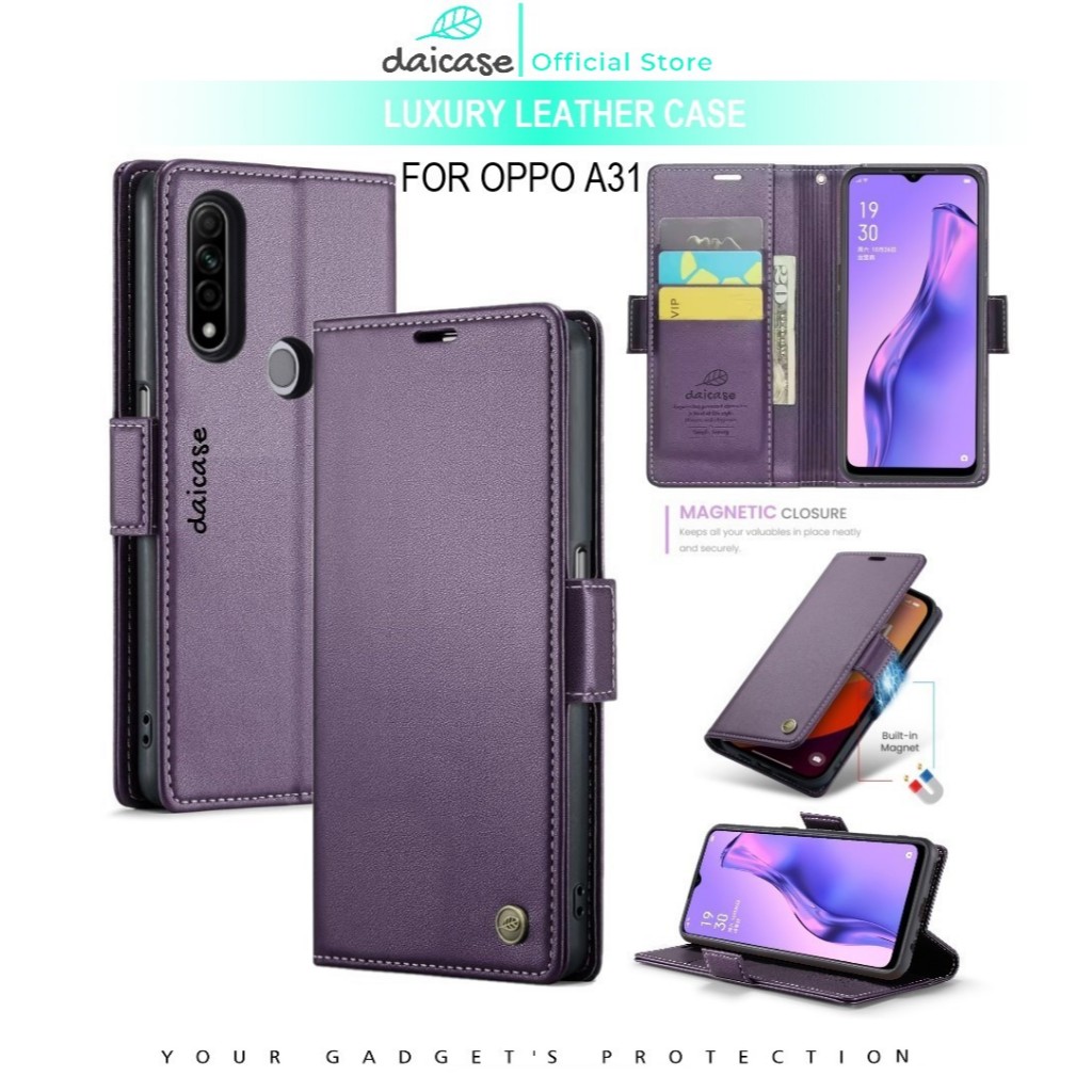 daicase for oppo a31 luxury leather case flip shockproof phone cover