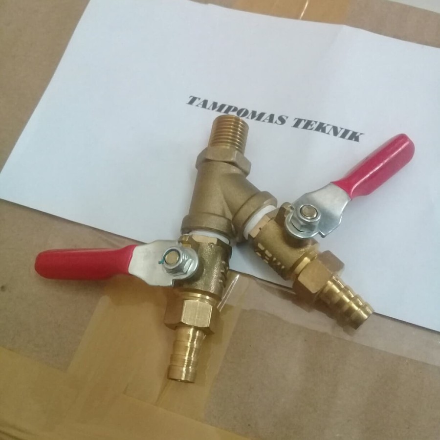 Kran Cabang Kompresor Cabang 2 Kuningan Kran Angin Kran Steam 1/4" ORIGINAL 