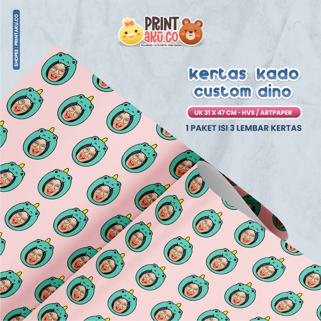 

Custom Kertas Kado Wrapping Paper Desain Suka-Suka Pattern (Paket Isi 3 Lembar A3+) | Series Gambar Dino