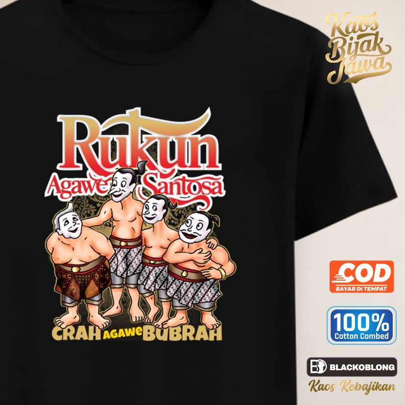 Kaos Bijak Jawa Rukun Agawe Santosa Wayang Unik Inspiratif Manual Dan Digital Drawing Original