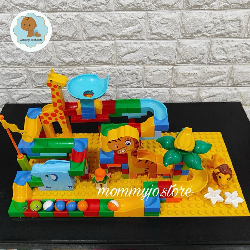 Marble Race Run DINO (BALOK BESAR) / Mainan Edukasi Anak Seluncuran Bola Kelereng