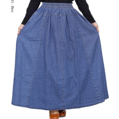 ARHAN ROK WANITA JEANS JUMBO - MODEL UMBRELLA - ROK JEANS KLOK