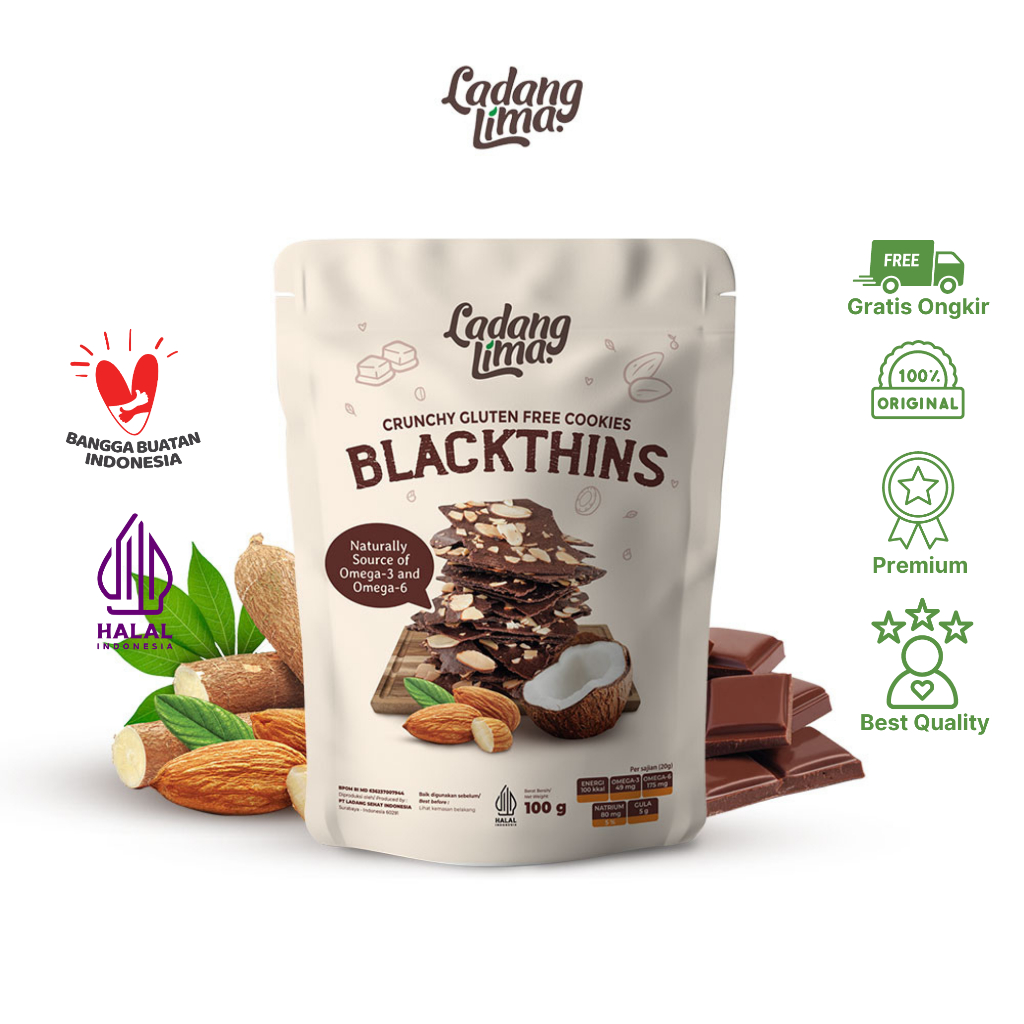 

Ladang Lima Blackthins Cookies 100 Gram Gluten Free