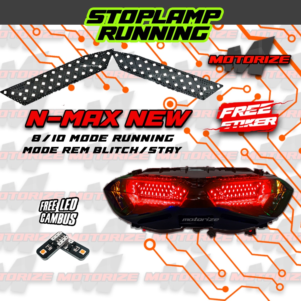 LAMPU LED REM RUNNING 8 & 10 MODE NMAX NELAMPU BELAKANG MOTOR NMAX 2020 2021 2022 2023 VARIASI MOTOR