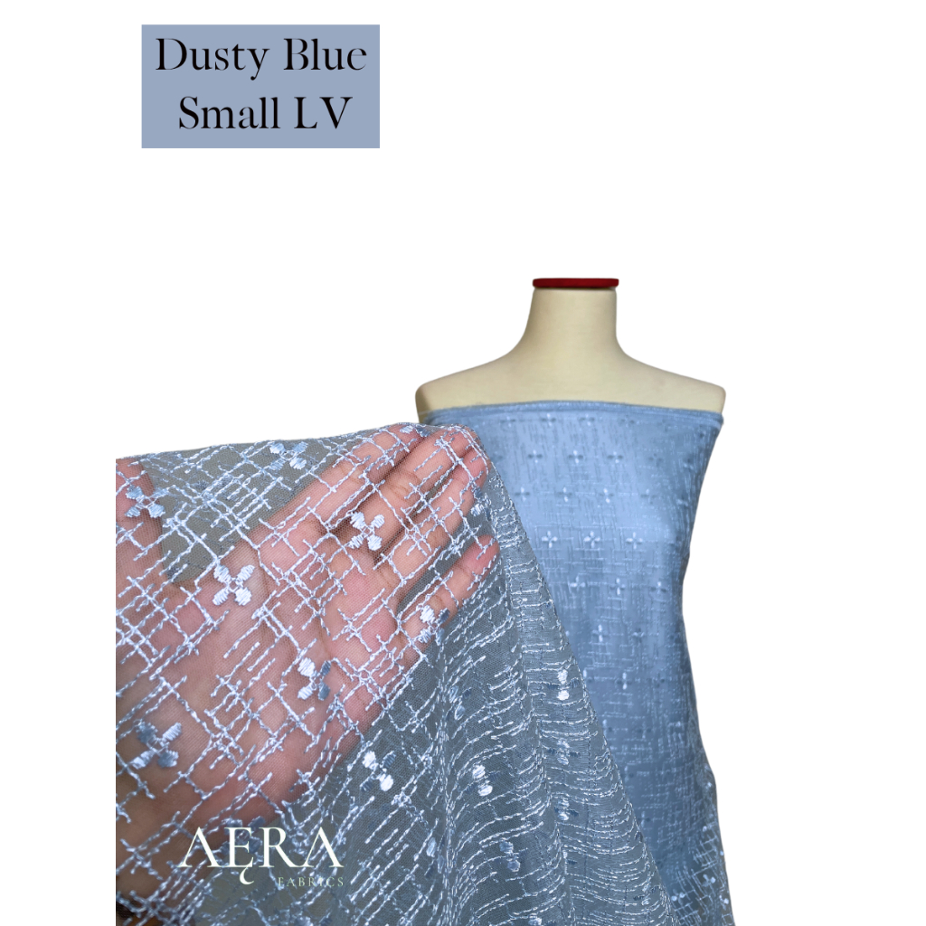 0,5 meter Kain Tile Etnik/ Tile Sapto/ Bahan Brokat Kebaya DUSTY BLUE