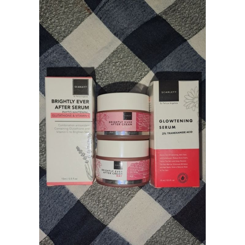 Scarlett Brightly Day Cream | Night Cream | After Serum | Glowtening Serum