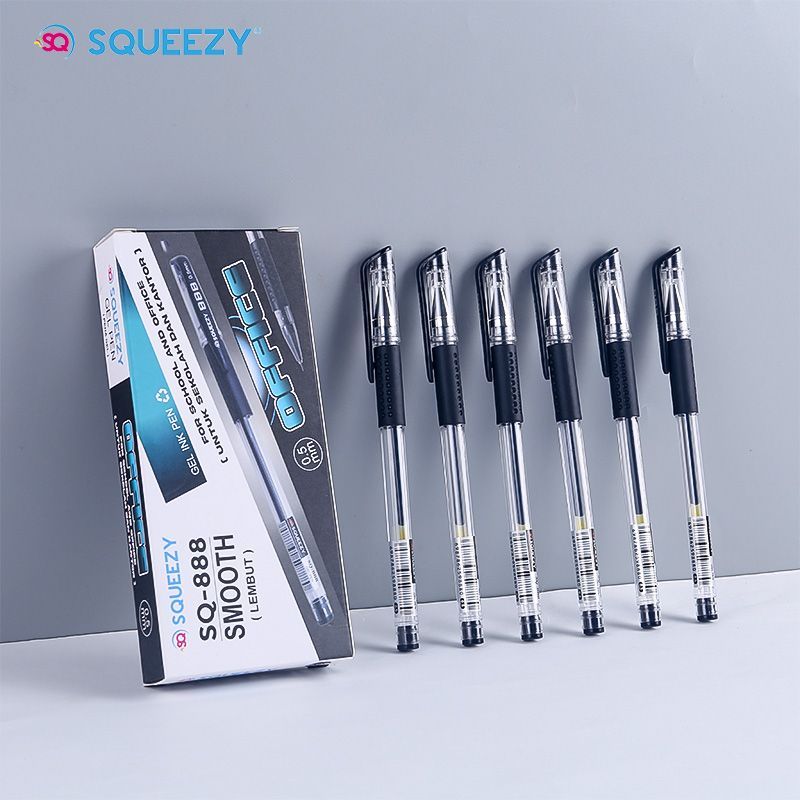 

SQ-888, pulpen gel murah 1 pack (isi 12), pulpen squeezy gel, pulpen squeezy gel murah
