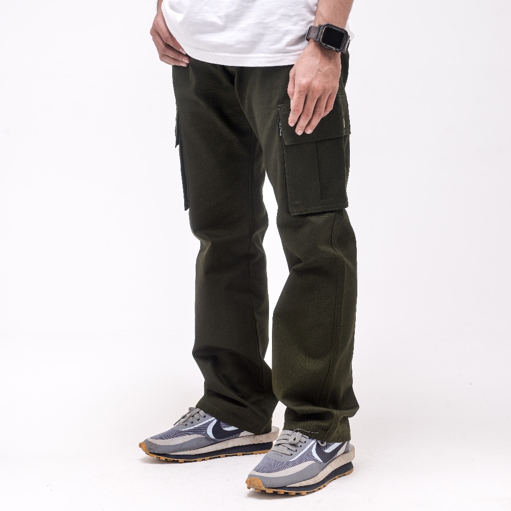 Dryroots Inc Pants Celana Cargo Retro Twill Slim Straight Fit Olive Green