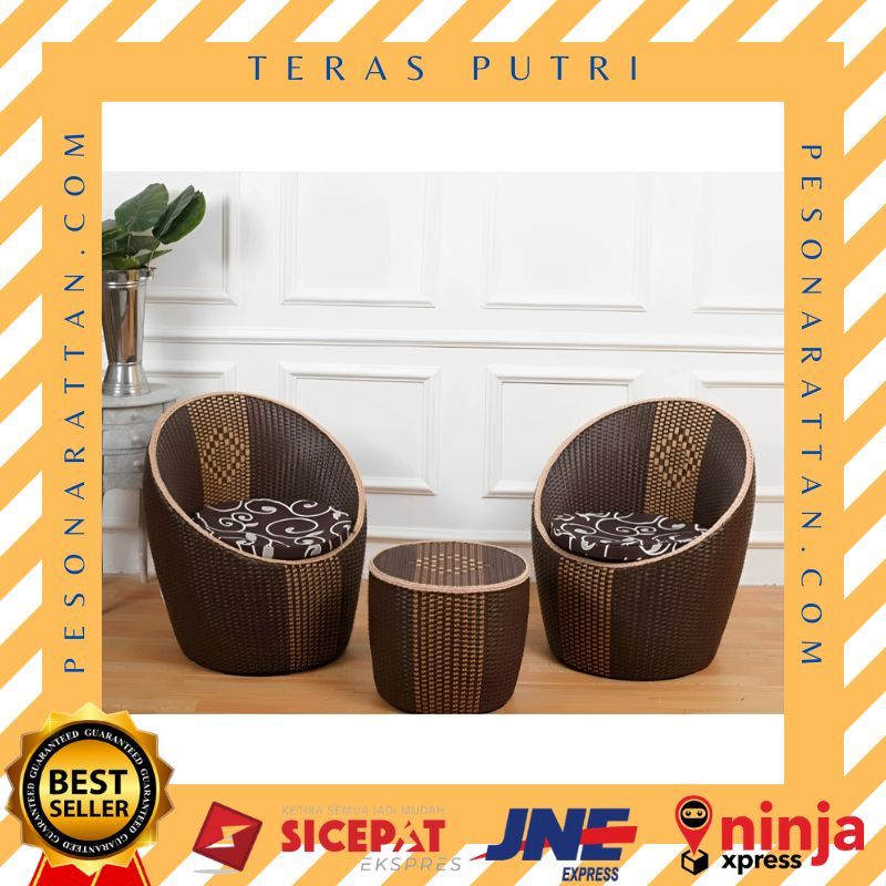 Kursi Korsi Krosi Bangku Tempat Duduk Malas Santai Anyaman Rotan Rattan Ratan Sintetis Alami Natural