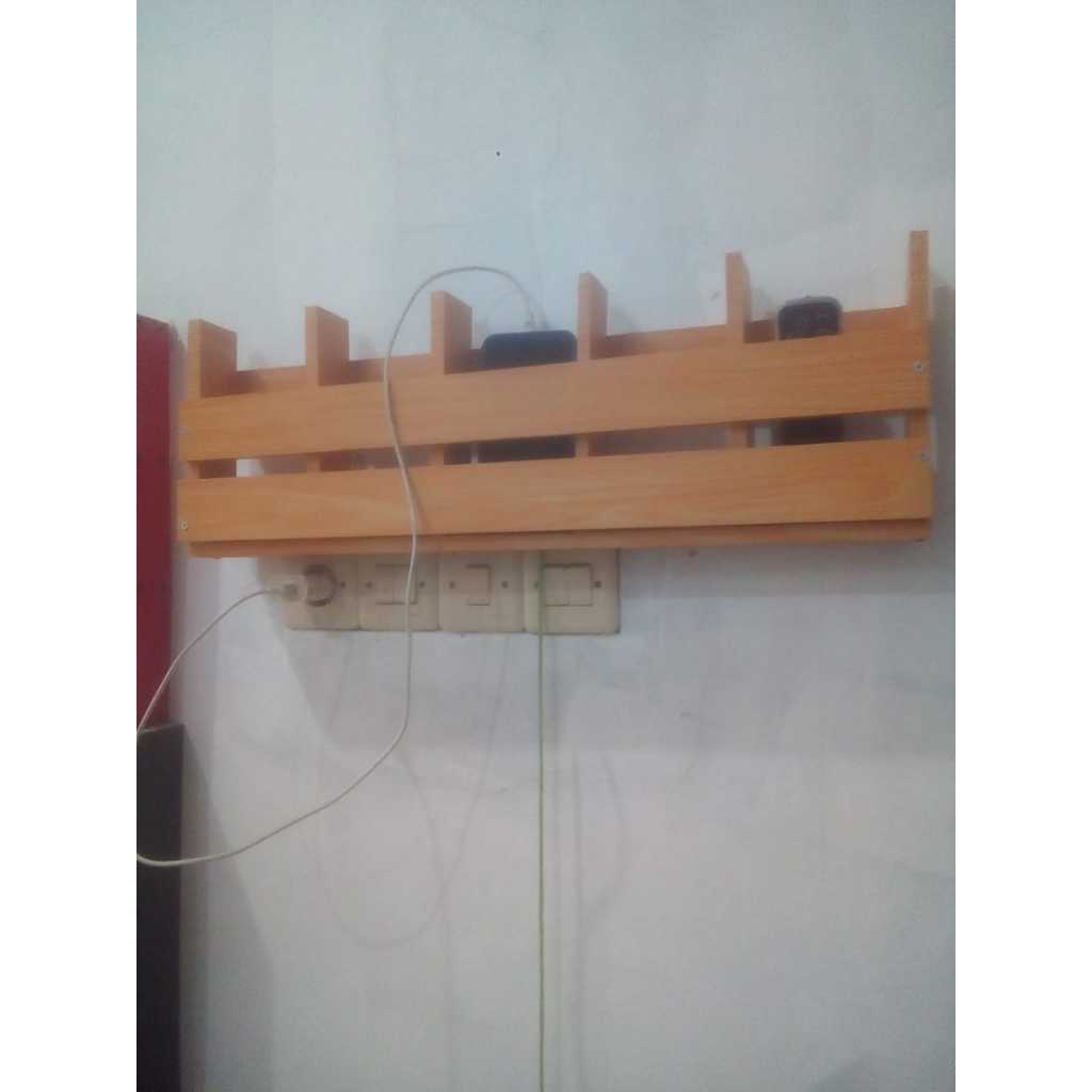 rak dinding kayu Aesthetic penyimpanan hp/remote serbaguna