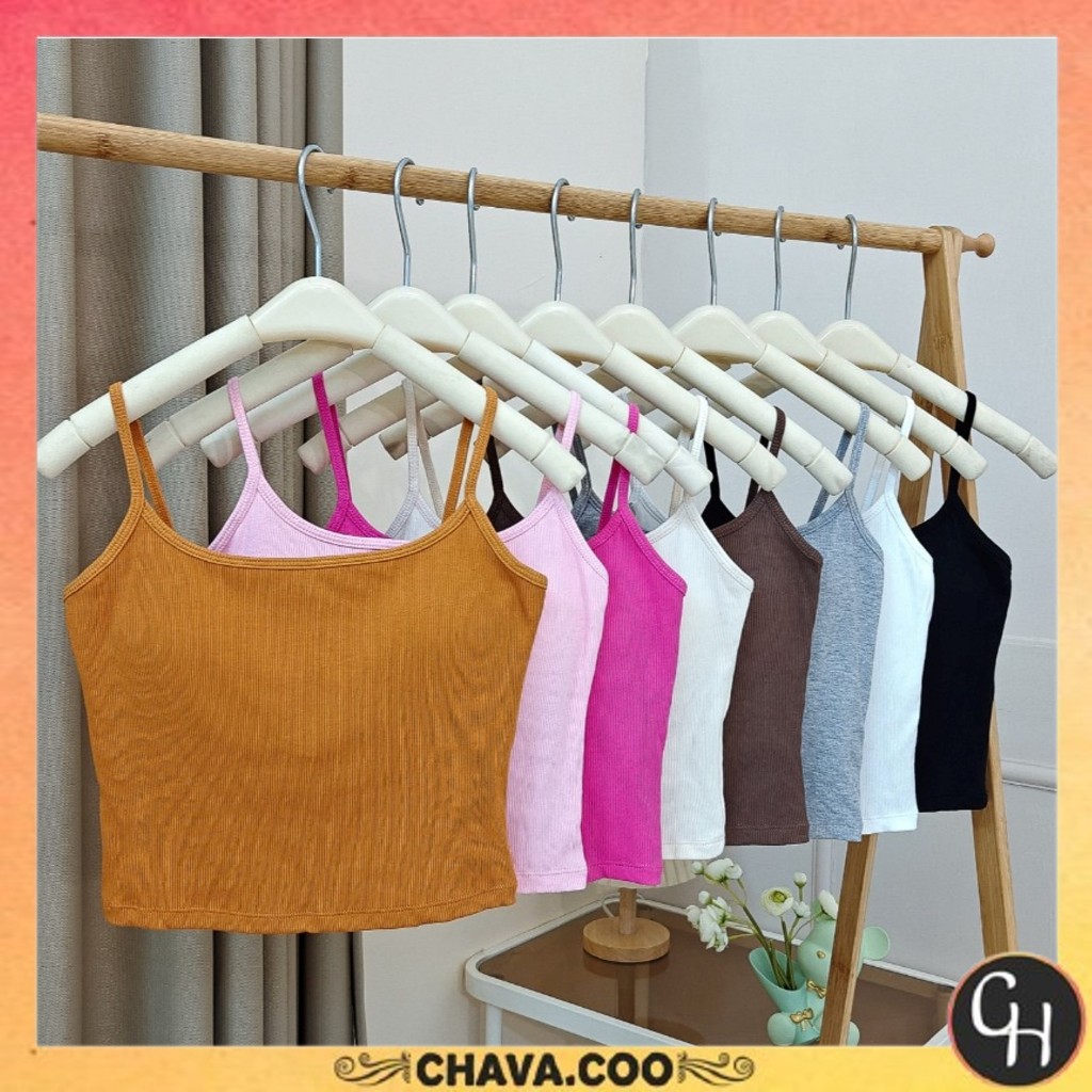 CHAVA | BR1753 Baju Atasan Wanita TanktopTali Singlet Fashion Motif Polos Tanpa Kawat Sexy Wanita