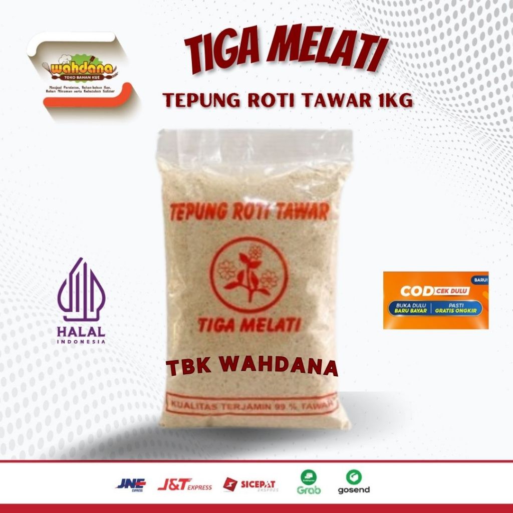 

Tepung Roti Tawar Tiga Melati 1Kg