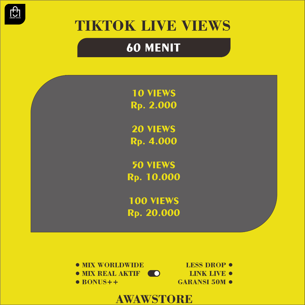 TikTok Live Views Penonton Live Broadcast 1JAM