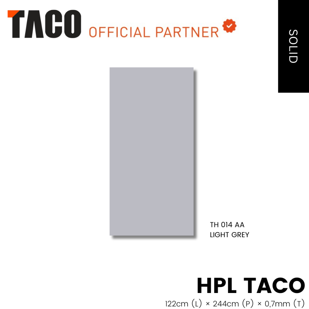 HPL TACO SOLID TH 014 AA LIGHT GREY