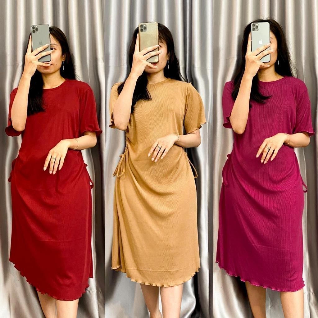 MF - MNF DRESS SERUT WANITA SASA / RIANA DRESS RIB / MIDI DRESS SERUT SAMPING KNIT WANITA / PAKAIAN 