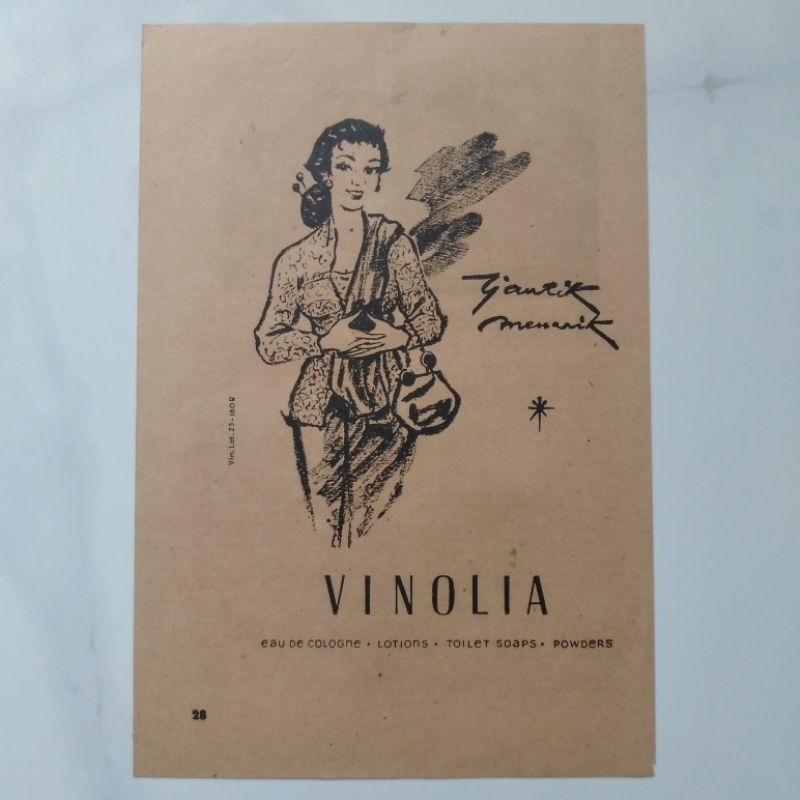 Kertas Iklan Kuno Lawas Jadul Cologne Vinolia Madjalah Trisul4 1959-1960 - YN1796
