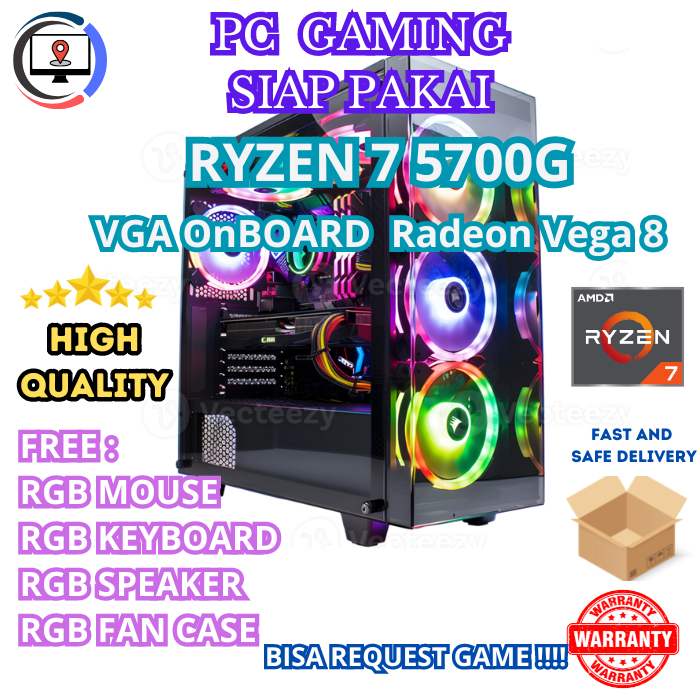 PC GAMING & DESIGN RYZEN 7 5700G 16GB RAM FULLSET SIAP PAKAI - FULLSET 24 INCH