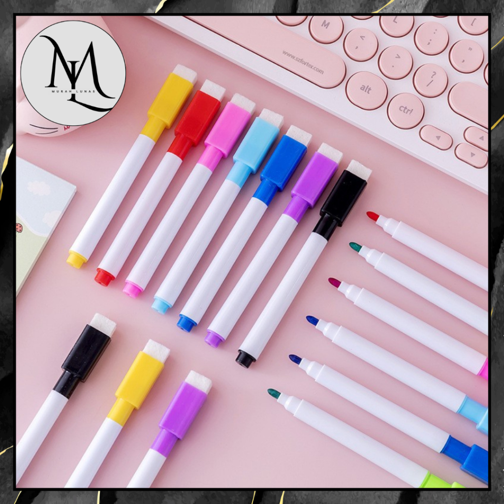 

MUNAS Spidol Papan Tulis Mini Magnet White Board Sepidol Kecil Mini Magnetik Warna Warni Penghapus Wipe And Clean Whiteboard Magnetic Marker Anak Anak Spidol 2 IN 1