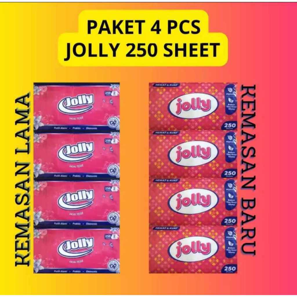 [ PAKET ISI 4 ] TISU TISSUE JOLLY 250 SHEET 2ply PROMO [rastore.grosir]