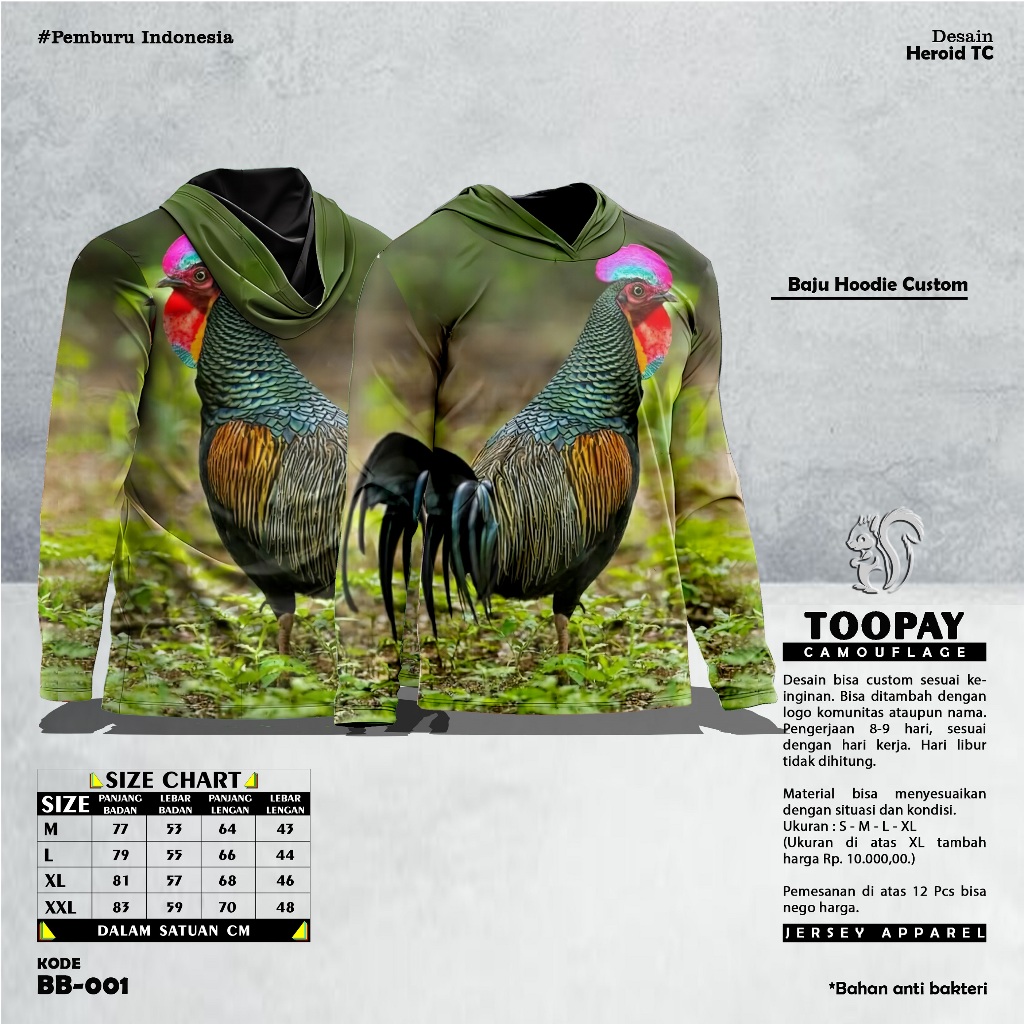 Baju Hoodie Kamuflase Hunting Camo & Kaos Berburu Lengan Panjang Camo untuk Pria Motif Belibis